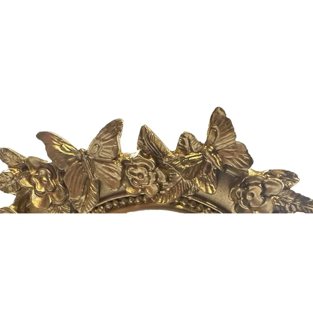 Vintage Style Gold Butterfly Floral Oval Vanity Mirror‎ Tabletop Decor